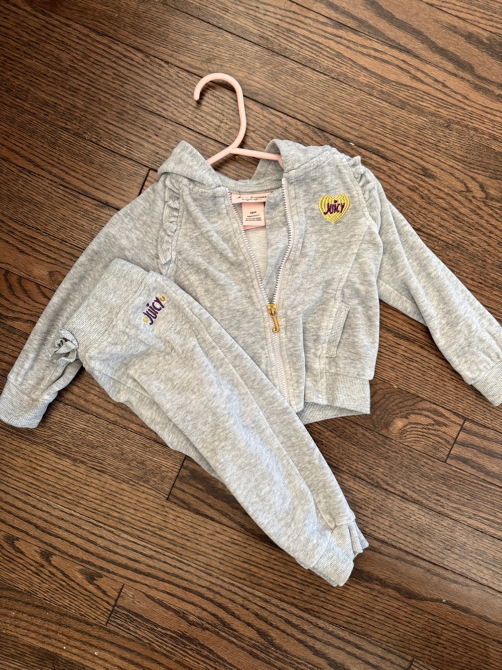 Juicy Couture Gray Sweatshirt & Joggers Set with Yellow and Purple Logos